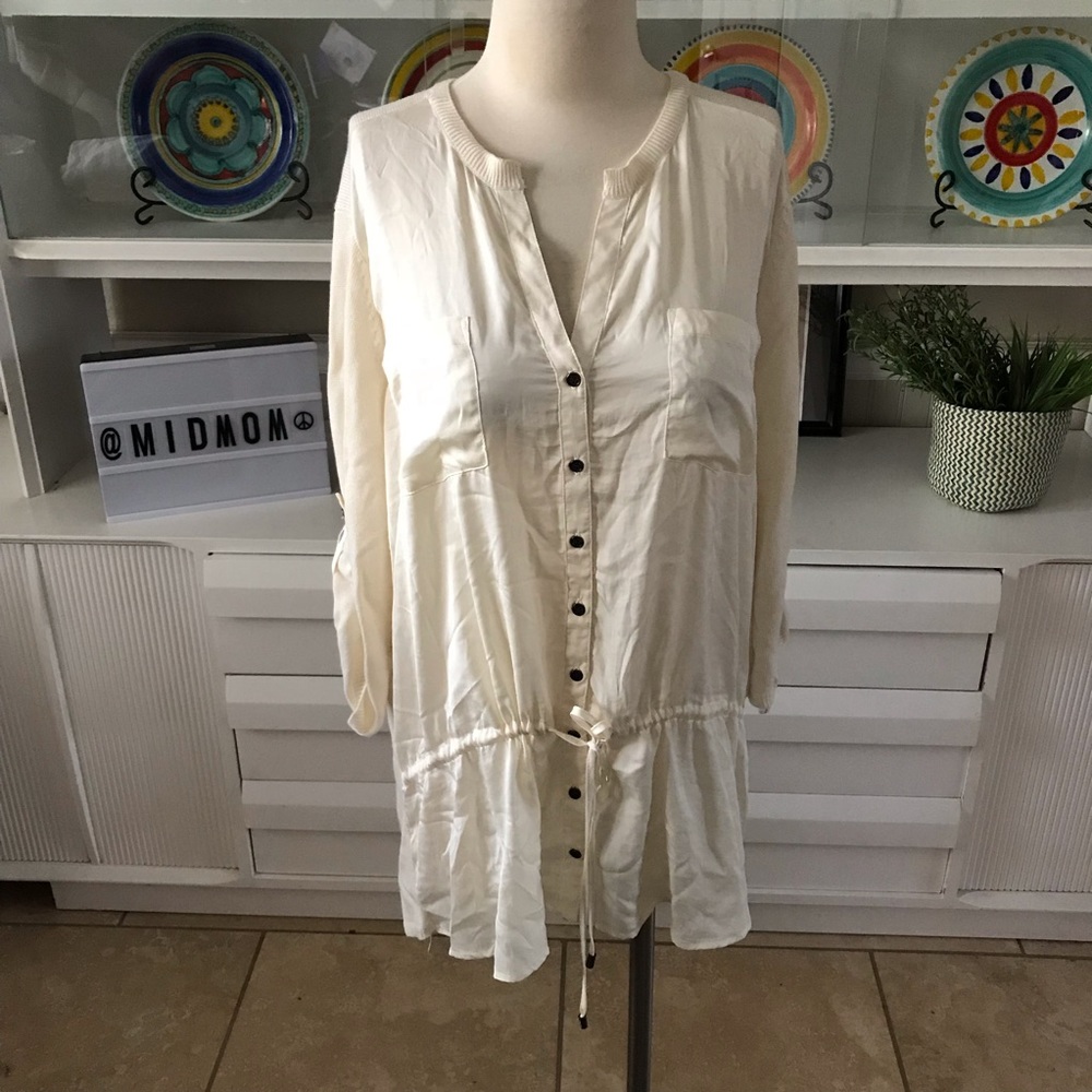 Calvin Klein cream knit tunic silky front - Picture 1 of 7